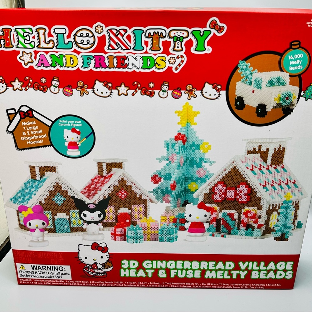 Hello Kitty 3D Gingerbread Village Heat & Fuse Melty Beads New Christmas